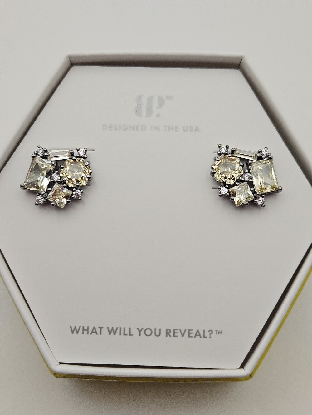 Bomb Party ER80604 "Lover's Knot Unraveled" Lemon Cubic Zirconia Earrings